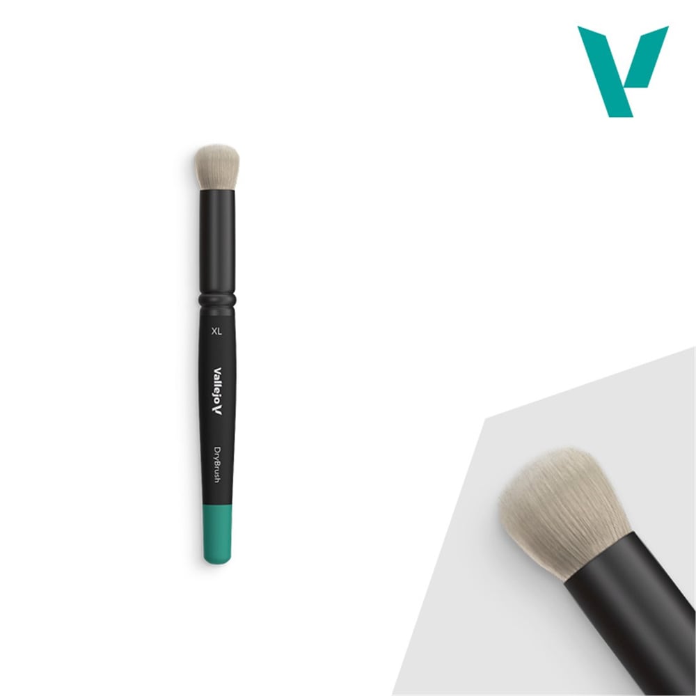 Vallejo B07004 Çok Büyük Uclu, Doğal Saç Kıllı, Yassı Saplı, DryBrush Fırçası
