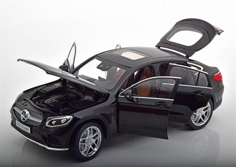 iScale 18GLC 1/18 Ölçek, 2018 Mercedes Benz GLC Coupe, Kromajlı Siyah, Sergilemeye Hazır Metal Araba Modeli