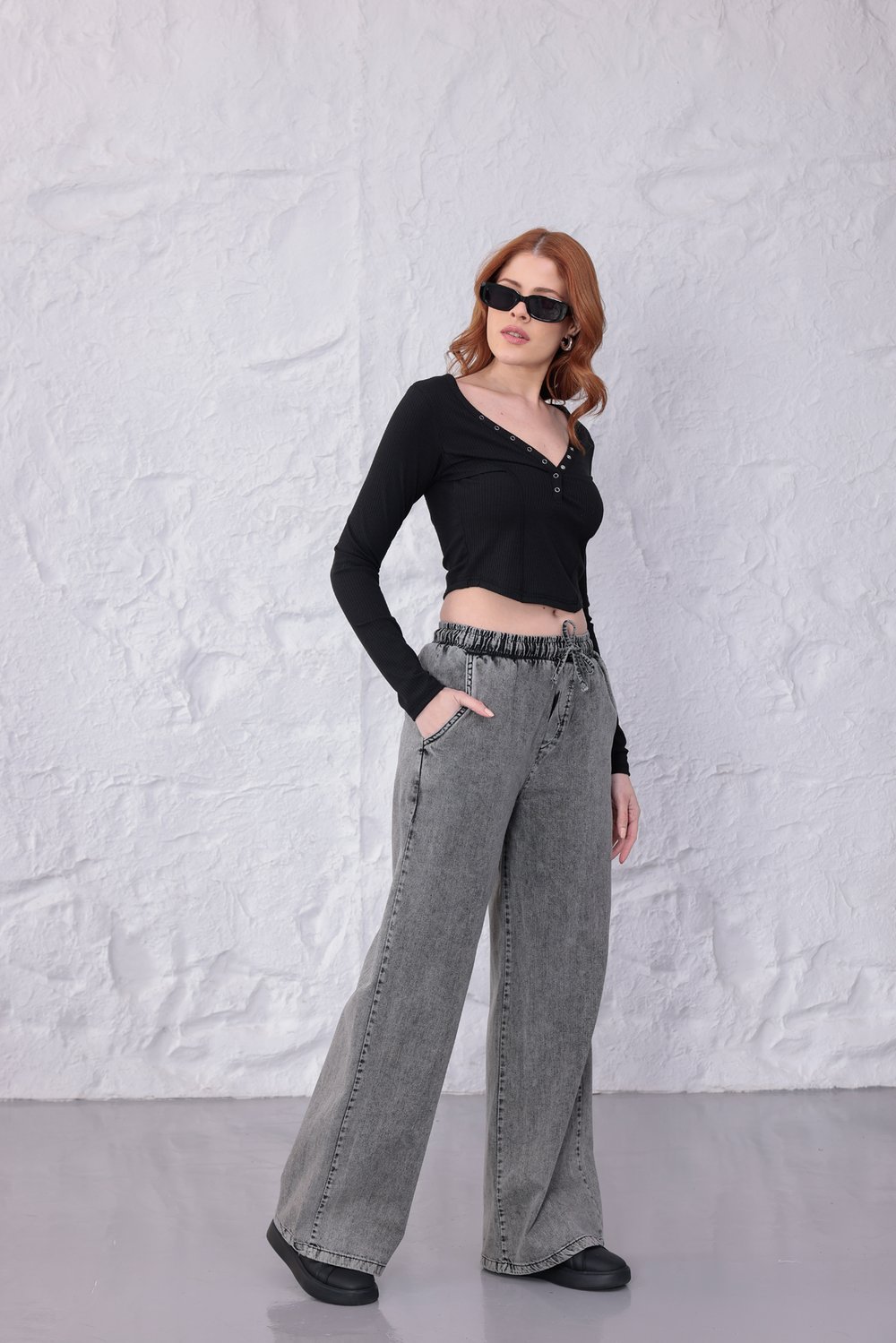 Gri Comfort Beli Lastikli Pantolon