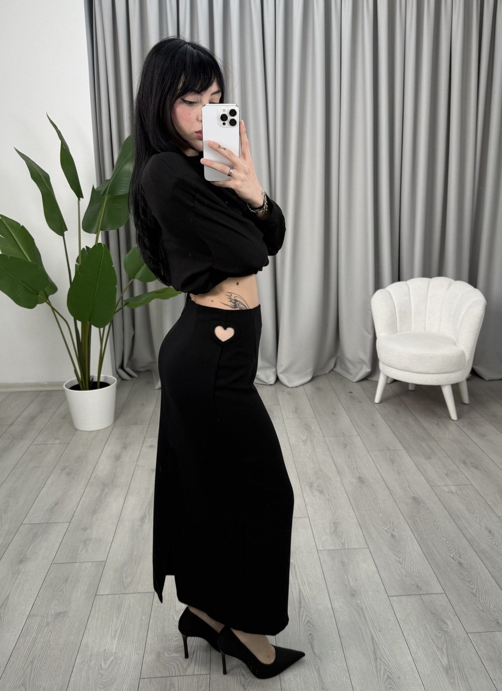 Amore Kalp Detay Etek Siyah