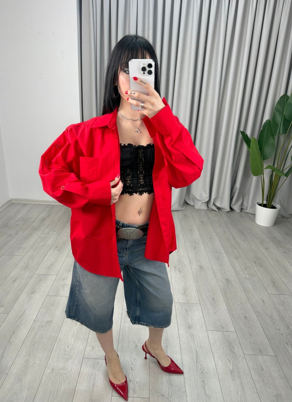 Nora Gömlek Kırmızı