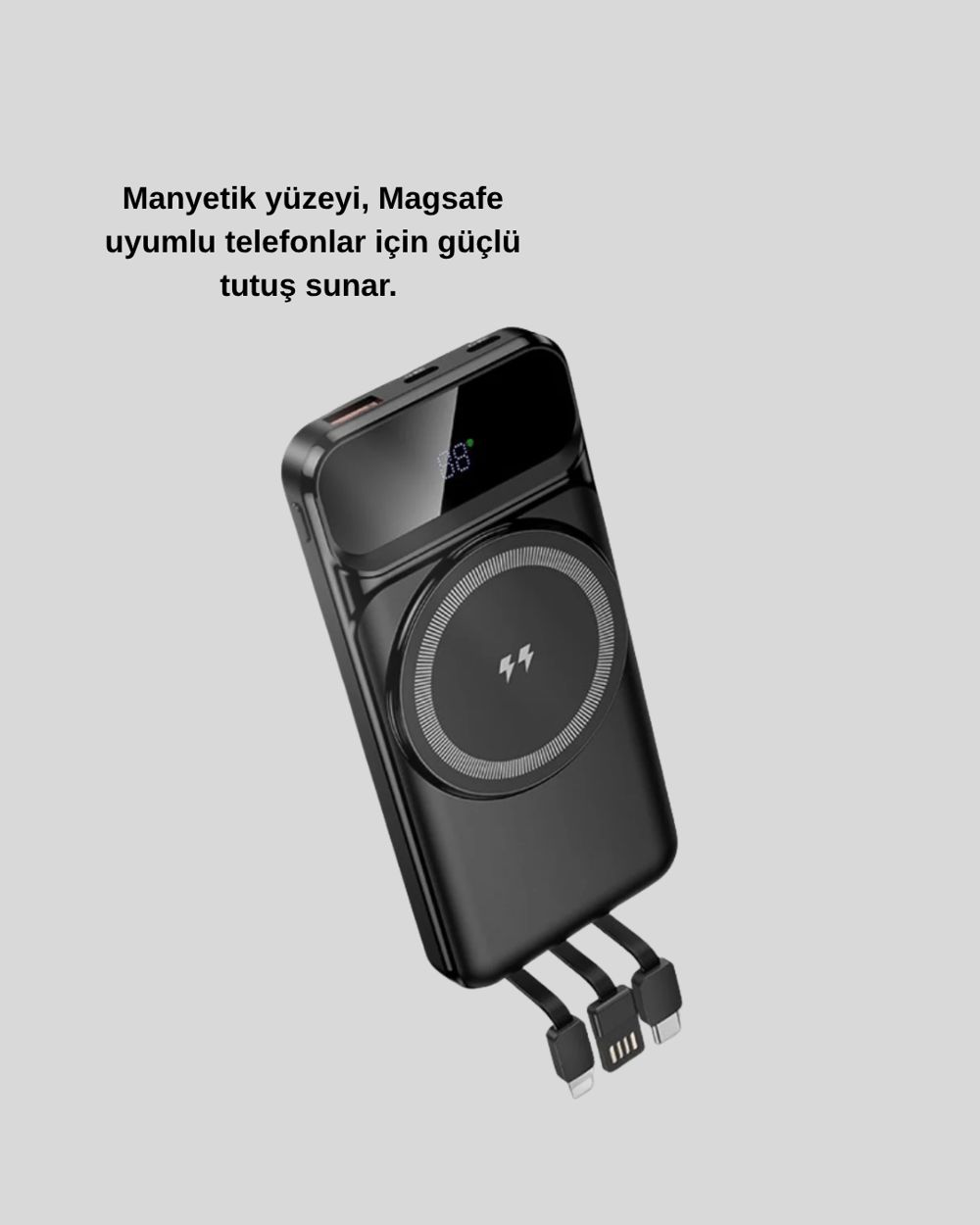 10000 mAh Kablosuz Hızlı Şarj Destekli Powerbank – 15W, PD20W, Type-C Girişli