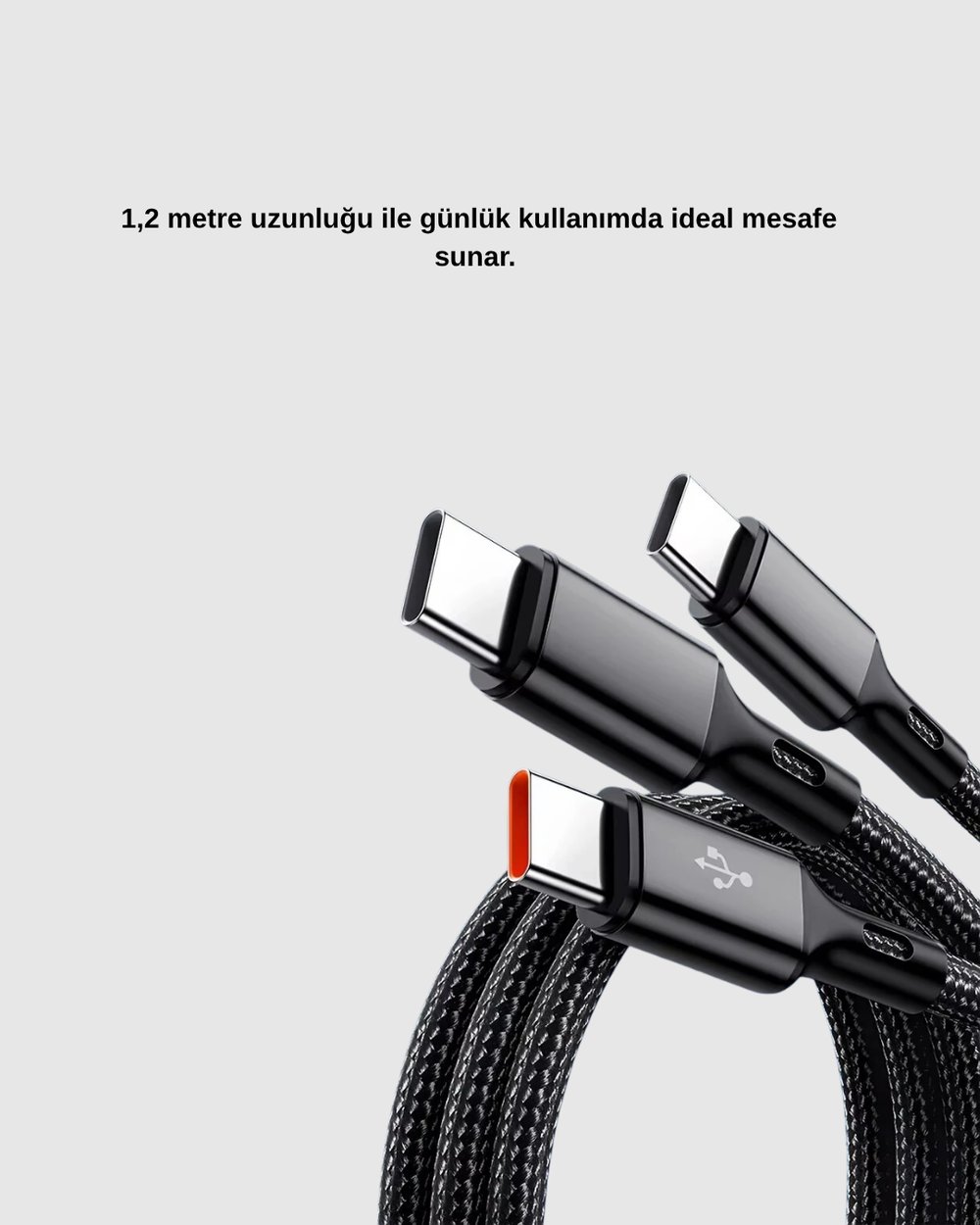 3’ü 1 Arada Hızlı Şarj Kablosu iOS Android Type-C Uyumlu ve Dayanıklı