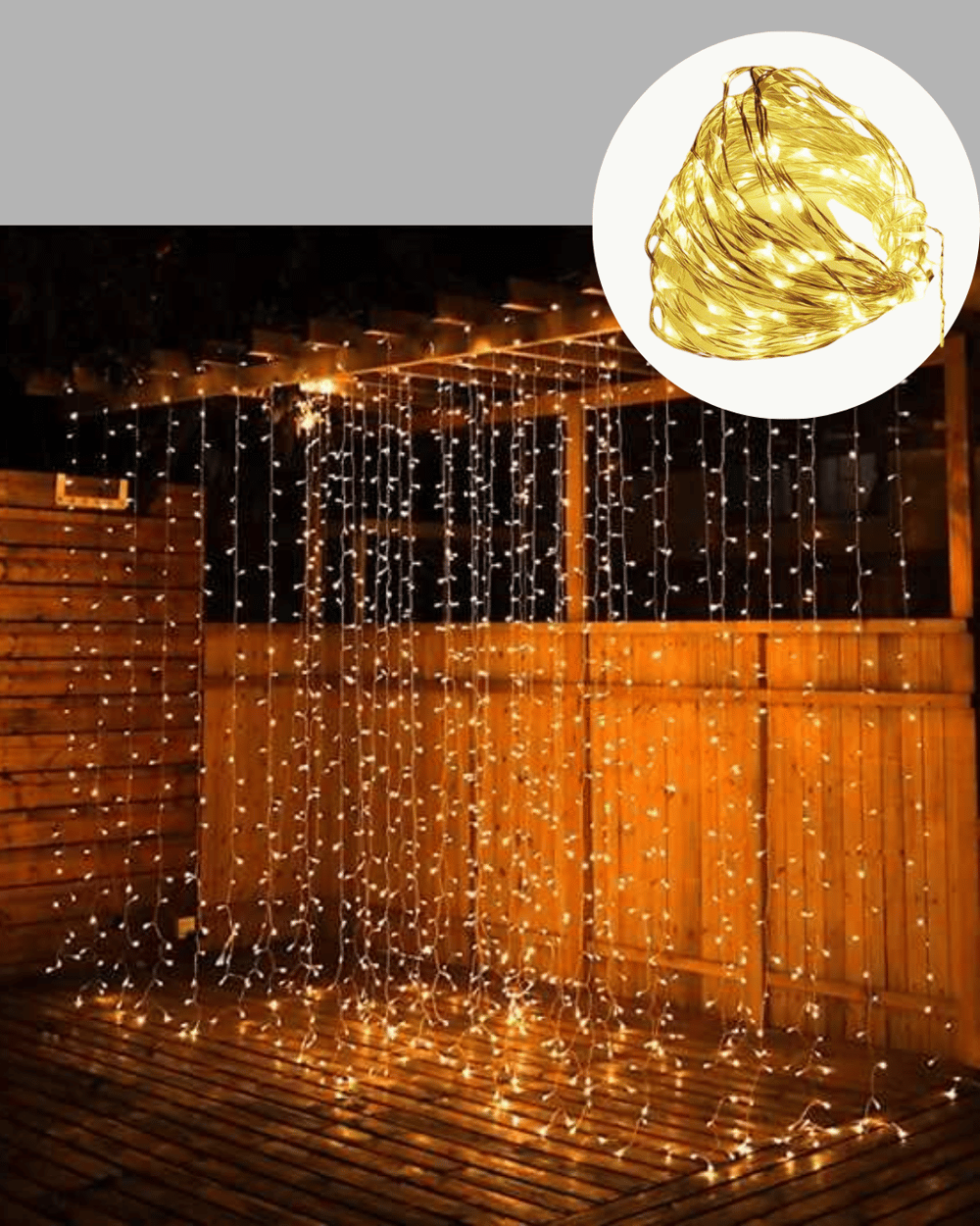 3x3 Metre Perde LED Işık Sıcak  Şelale Tasarım Dekoratif Aydınlatma