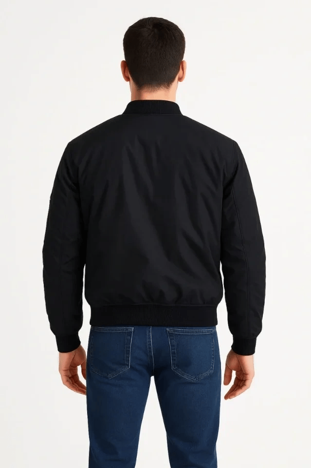 Arka Bomber Ceket - Siyah