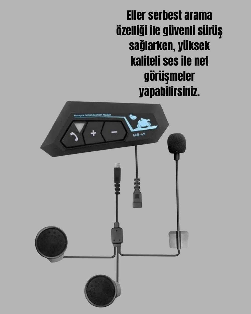 Bluetooth 5.0 Motosiklet Kask Kulaklık Eller Serbest ve Müzik Özellikli