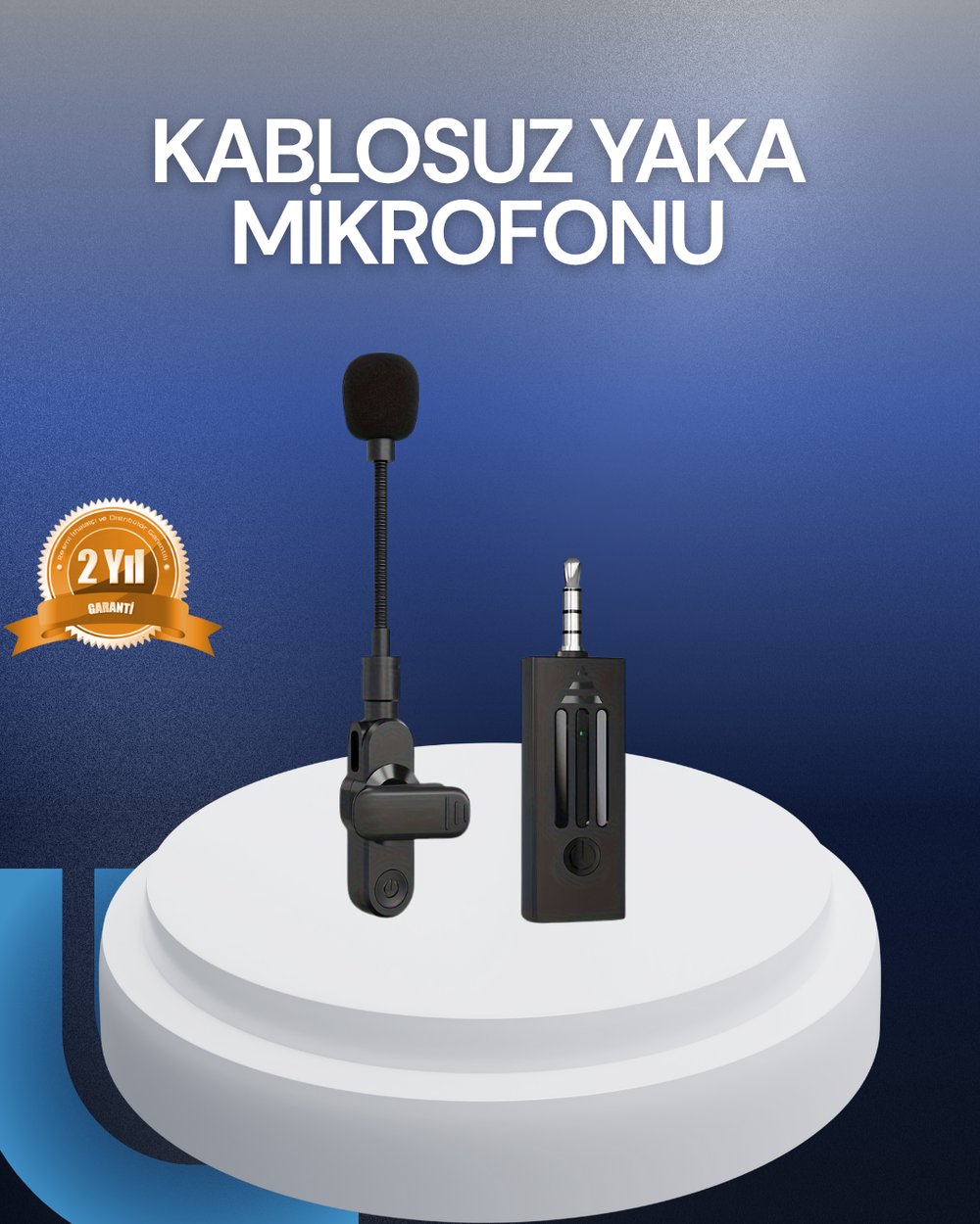 Bluetooth 5.2 Kablosuz Mikrofon – 360° Ses Algılama, Gürültü Engelleme, 4 Saat Çalışma
