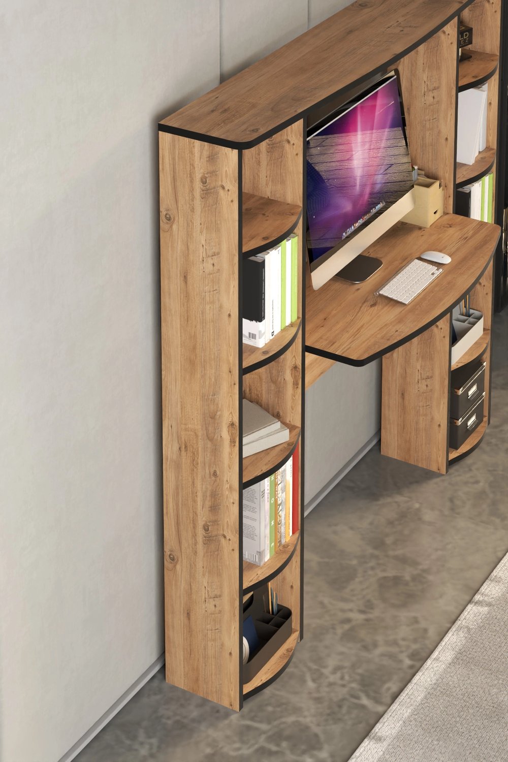 Çalışma Masası 10 Raflı Kitaplık Raf Atlantik Çam