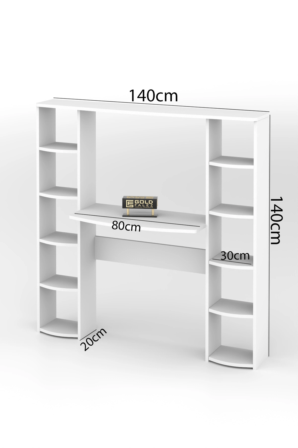 Çalışma Masası 10 Raflı Kitaplık Raf Beyaz