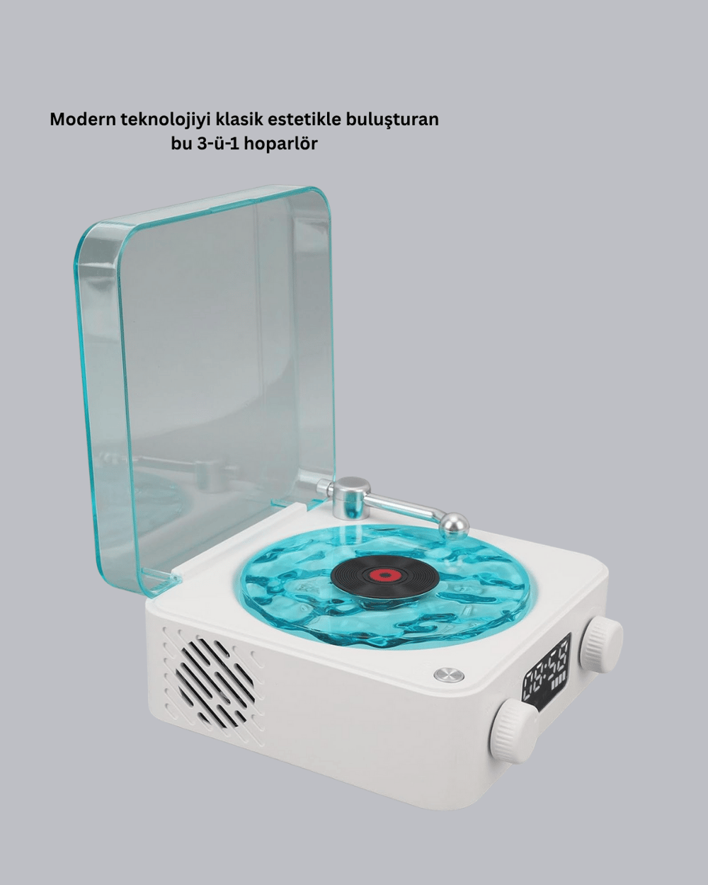 Gece Lambası Stereo Bluetooth Hoparlör Dijital Saatli Vintage Tasarım Çok Fonksiyonlu