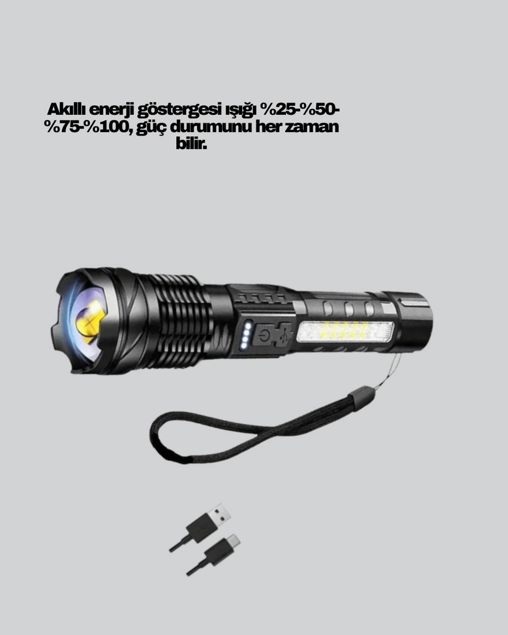 Güçlü LED El Feneri Şarj Edilebilir Çok Modlu