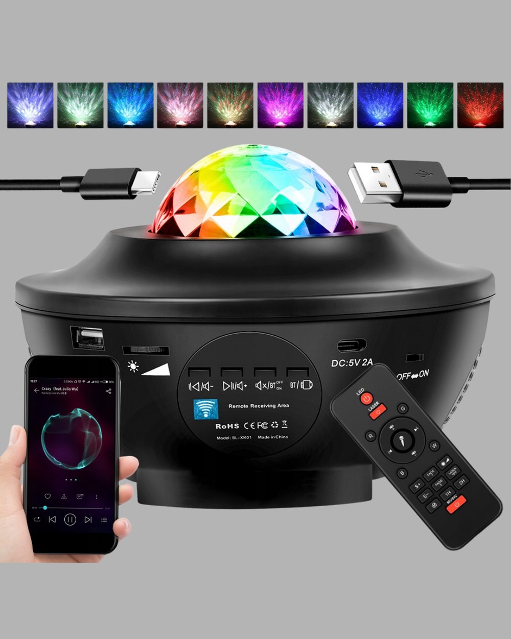 LED Yıldızlı Projektör Galaxy Modlu Renk ve Parlaklık Ayarlı Gece Lambası