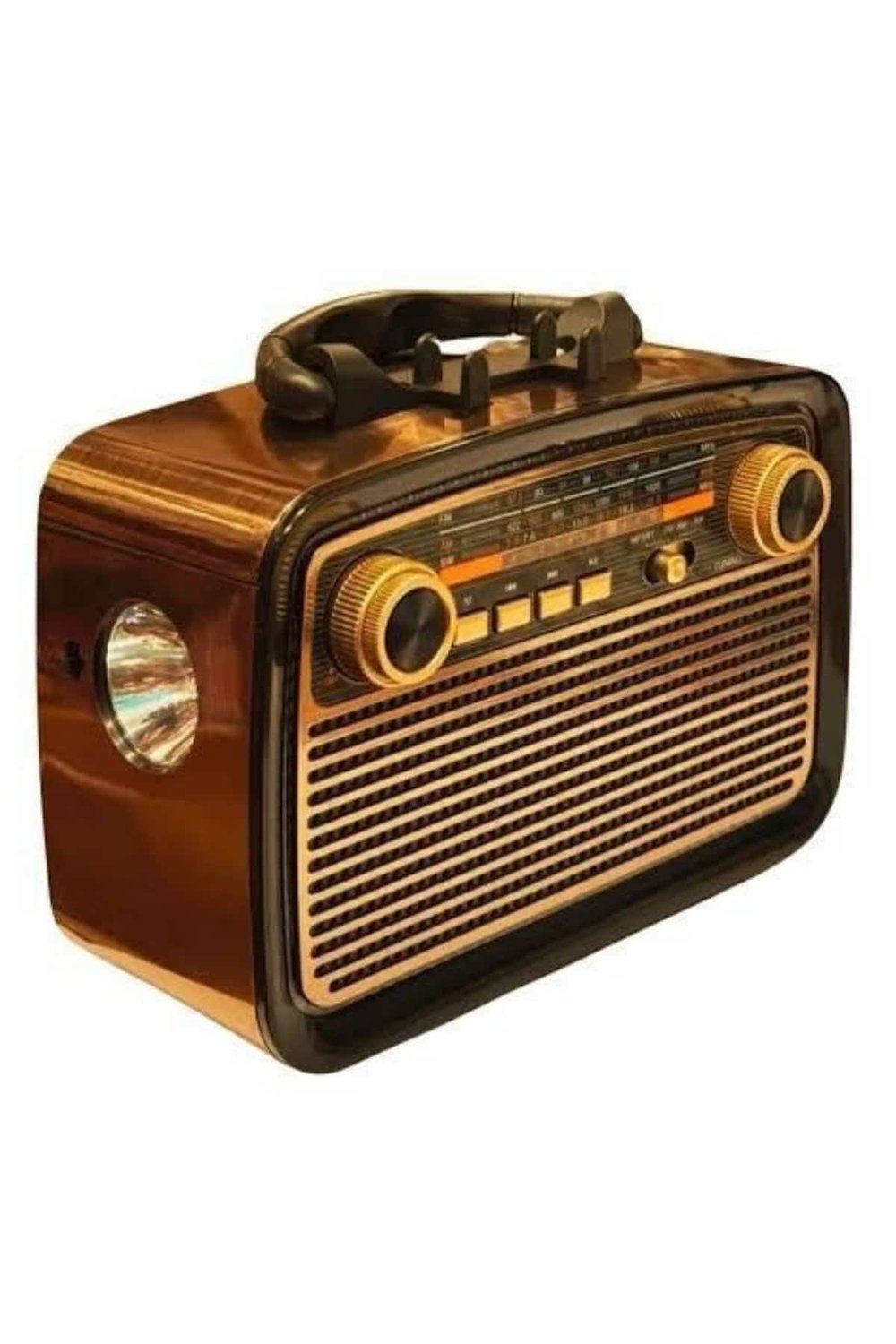 Nostalji Radyo Bluetooth Hoparlör USB-SD Kart Giriş Led Fener Işıklı Bataryalı Pilli