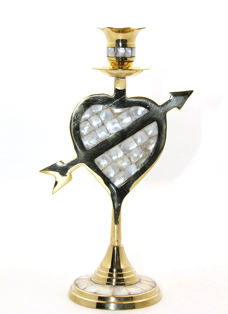 Pirinç Sedefli Tekli Şamdan Model 2