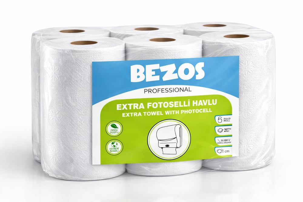 Professional Fotoselli Havlu 6 Rulo – 2 Katlı %100 Selüloz 21 cm Endüstriyel Kağıt Havlu