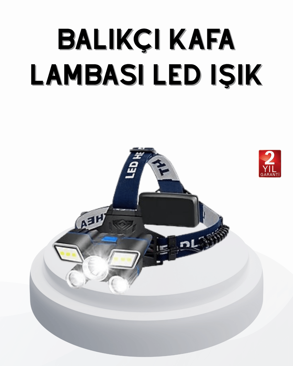 Profesyonel Şarjlı LED Far – IPX5 Suya Dayanıklı, 4 Işık Modu, Hareket Sensörlü