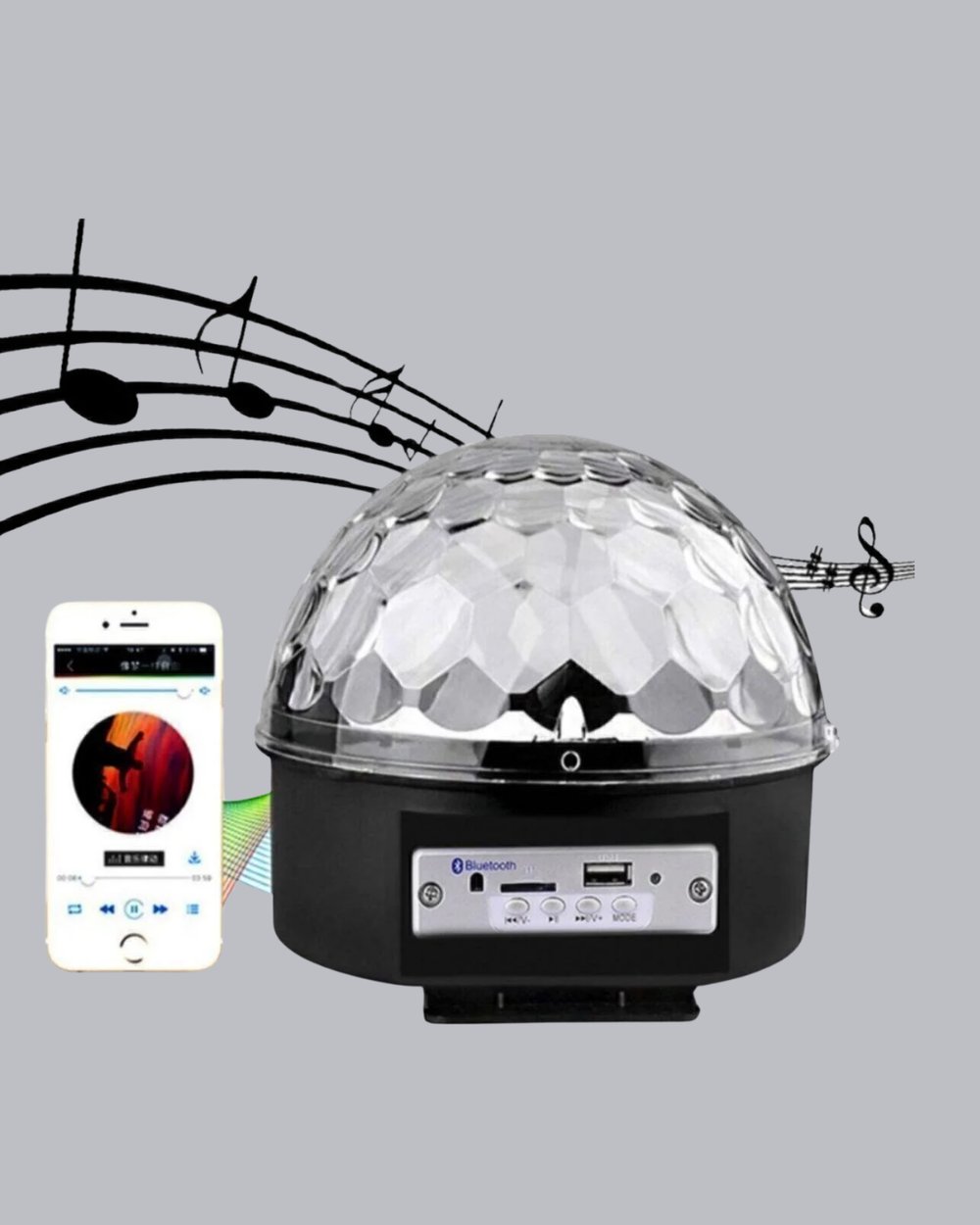 Ritim Hassasiyetli Bluetooth Hoparlörlü Disko Işığı Döner LED Efektli