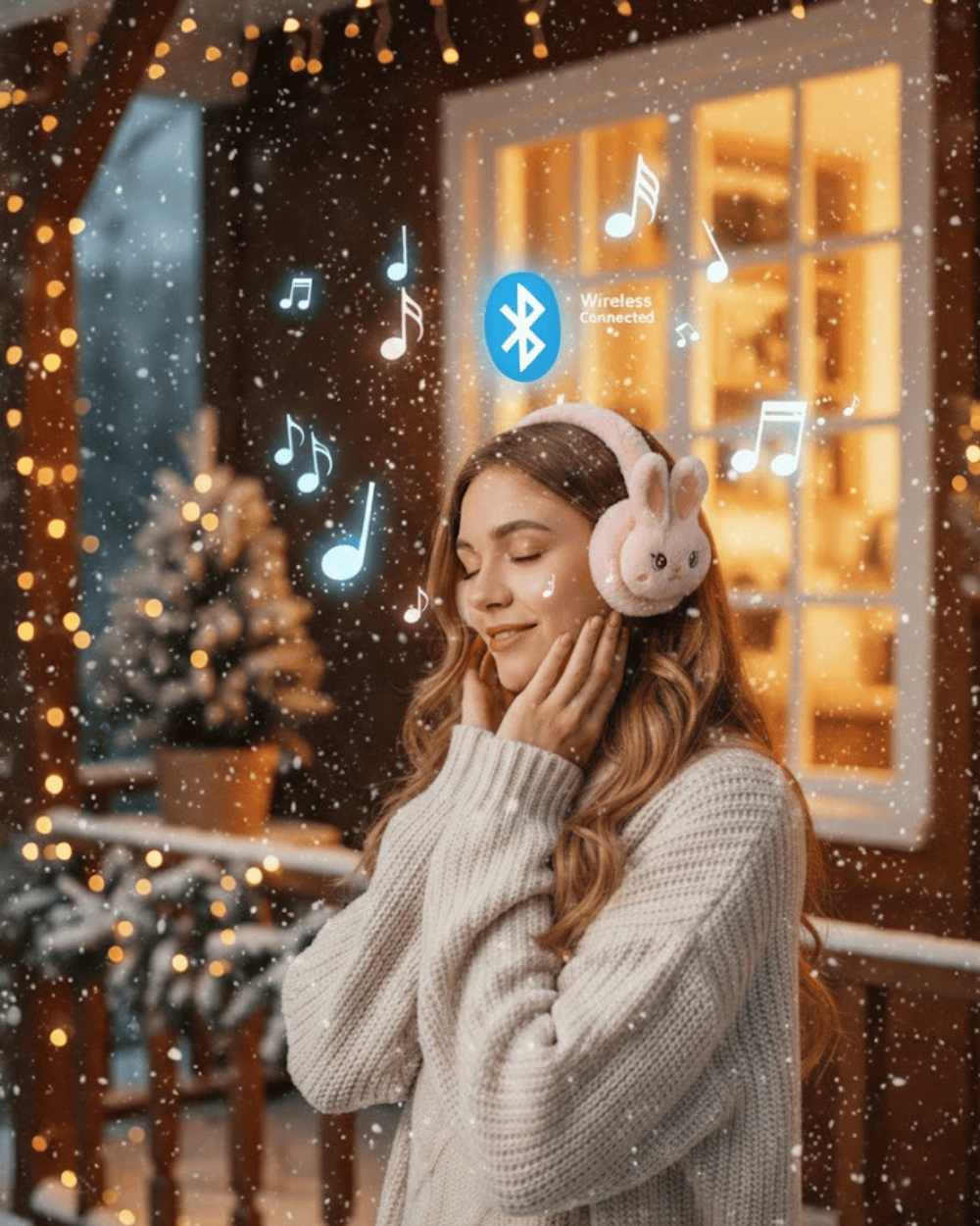 Şarjlı Kablosuz Tavşan Tasarımlı Bluetooth Kulaklık TF Kart Girişli