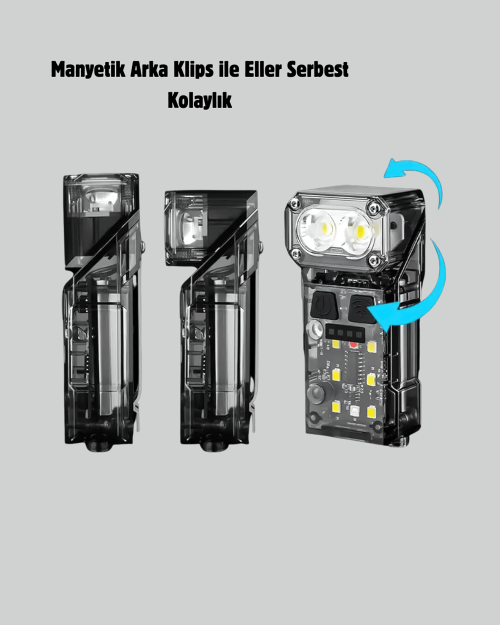 Sensörlü LED Kafa Feneri Şarj Edilebilir Manyetik Eller Serbest
