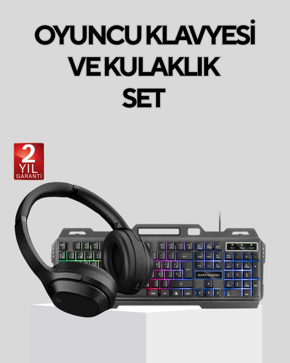 Set Işıklı Klavye Mouse + Bluetooth 5.2 Kulaklık  Paketi