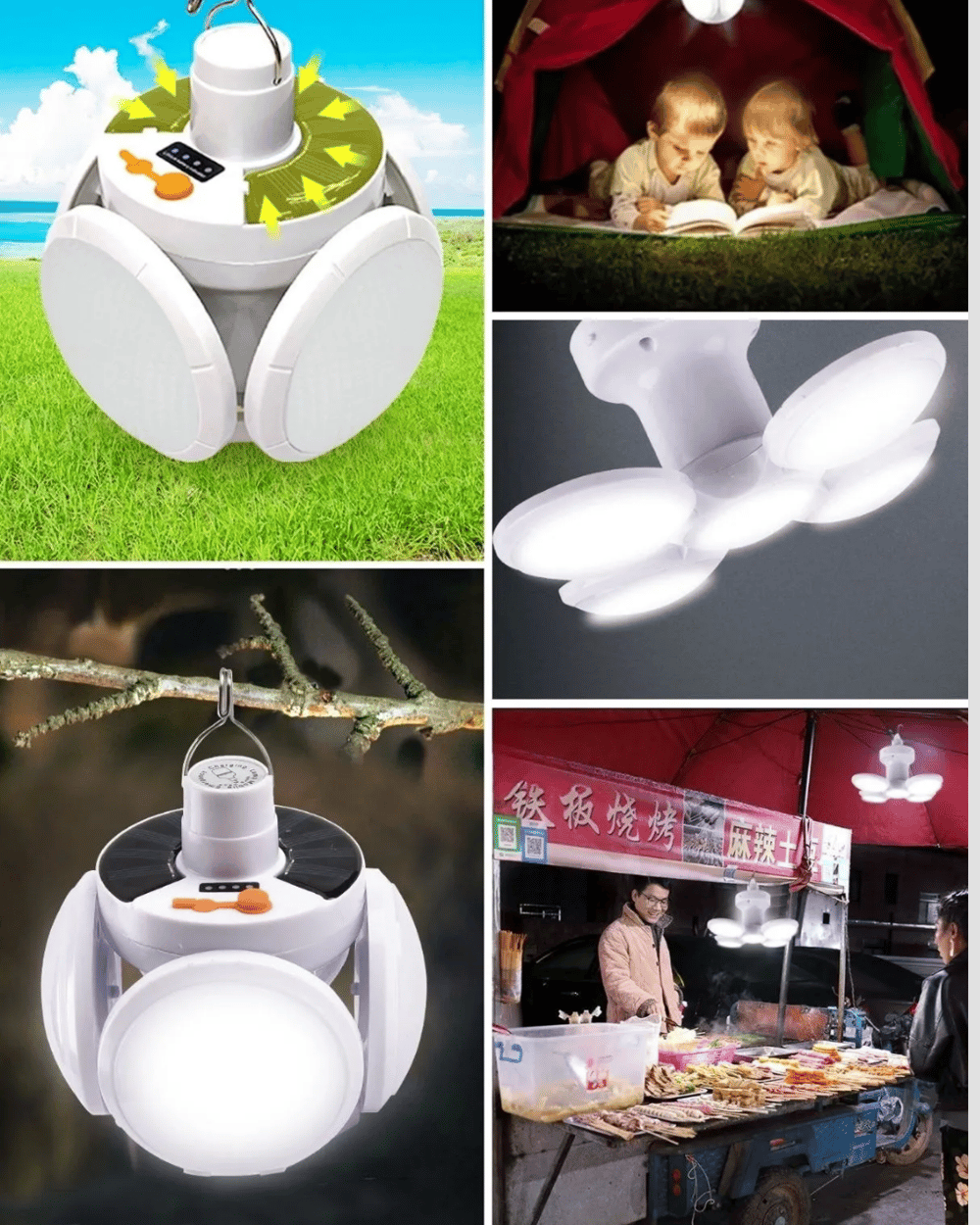 Solar ve USB Şarjlı Su Geçirmez Katlanabilir LED Lamba