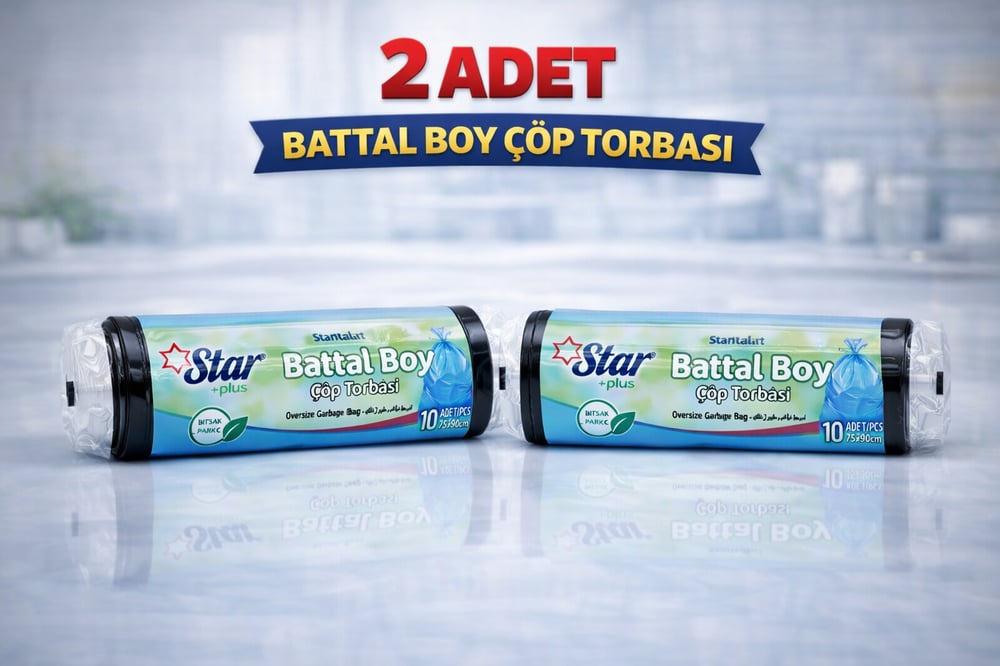 Star Plus Standart Büyük Boy Atık Poşeti 65x80 cm 10 Adet Dayanıklı Sızdırmaz Atık Torbası 2 Adet