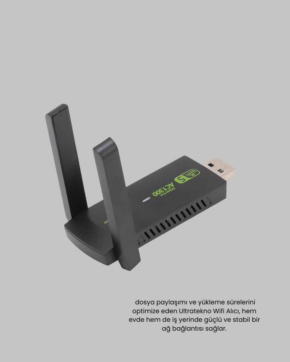 Ultratekno Dual Band WiFi Adaptör – 1200 Mbps, USB 3.0, Çift Antenli, Geniş Kapsama Alanı ve Yüksek Hız