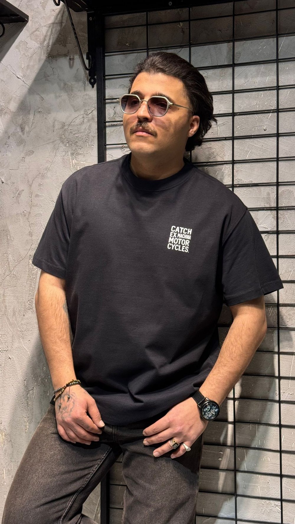 Motor Baskılı Siyah T-shirt