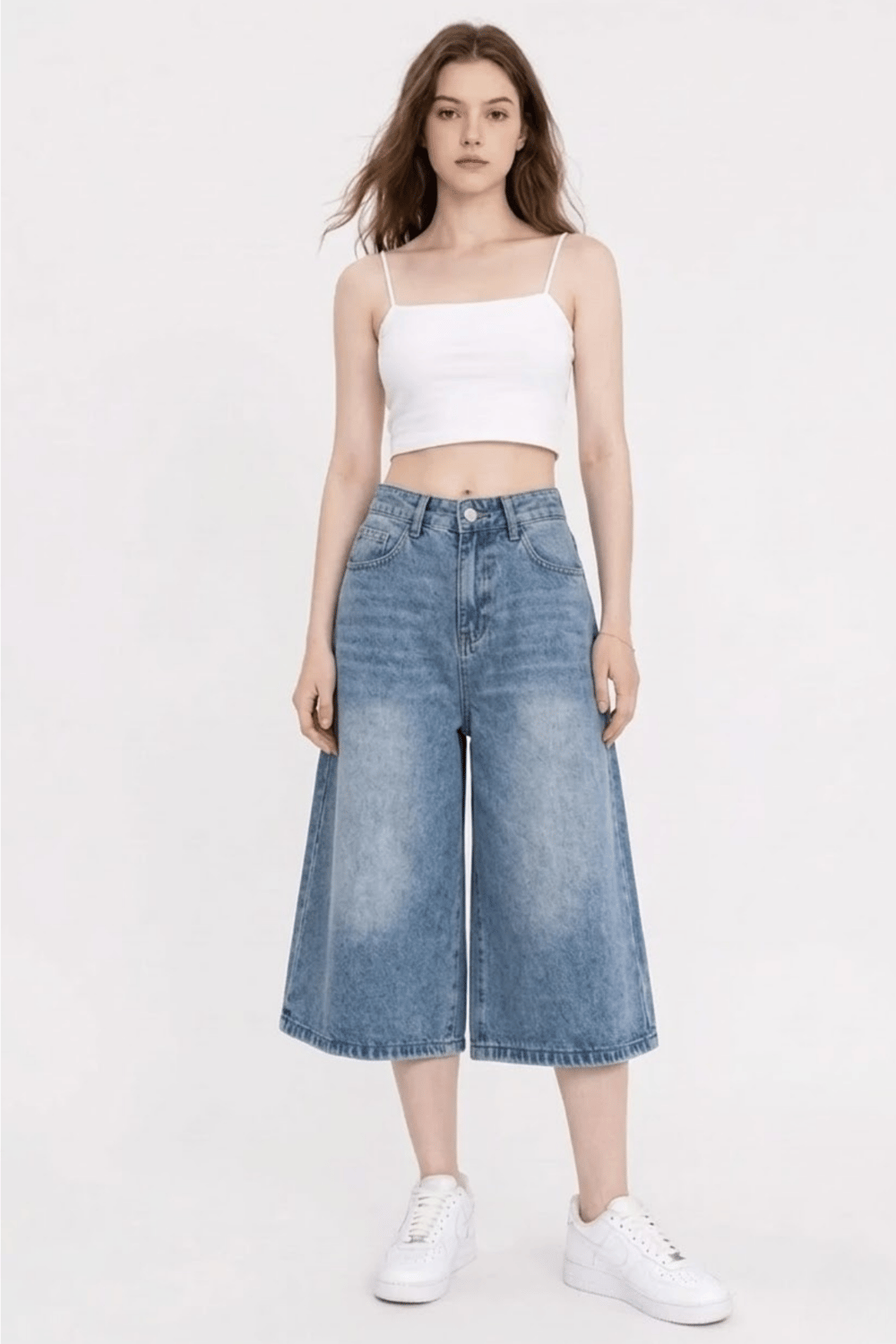 Kadın Denim Bermuda Şort- Kot Mavi