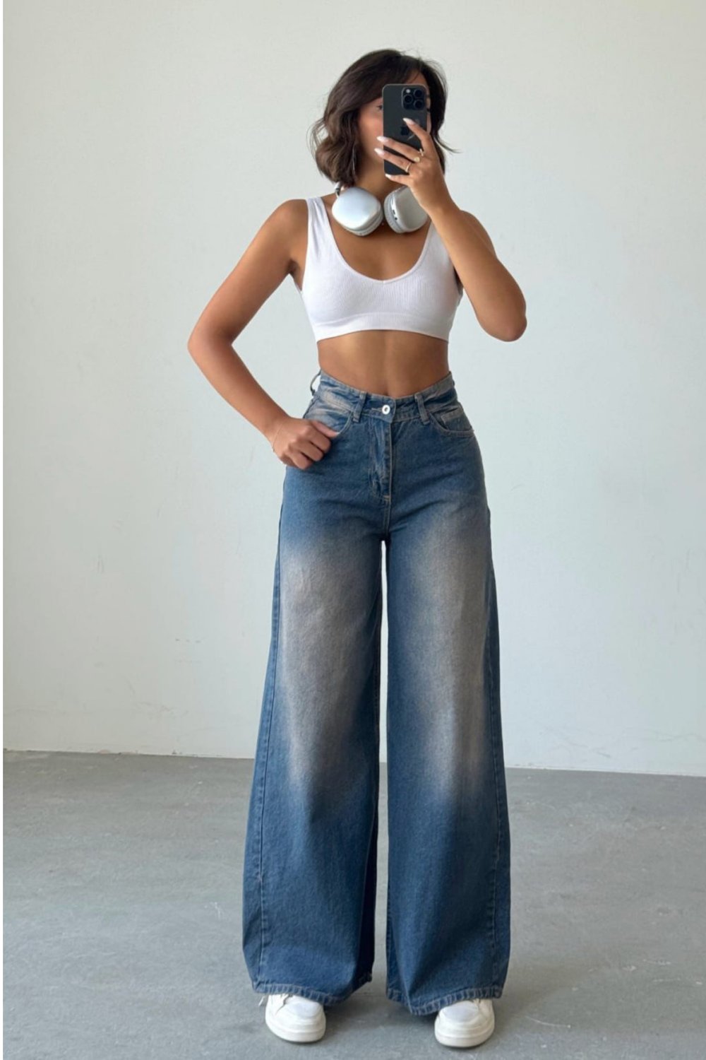 Kadın Ekstra Baggy Jean Pantolon- Soluk Mavi
