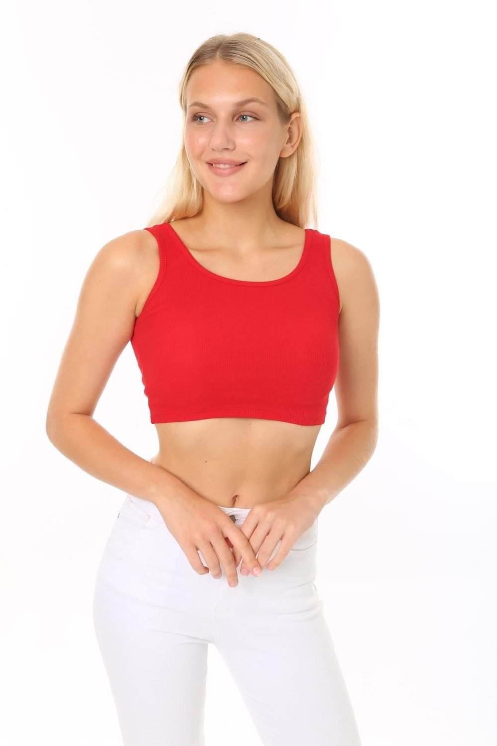 Kadın Kırmızı Kaşkorse Crop Top