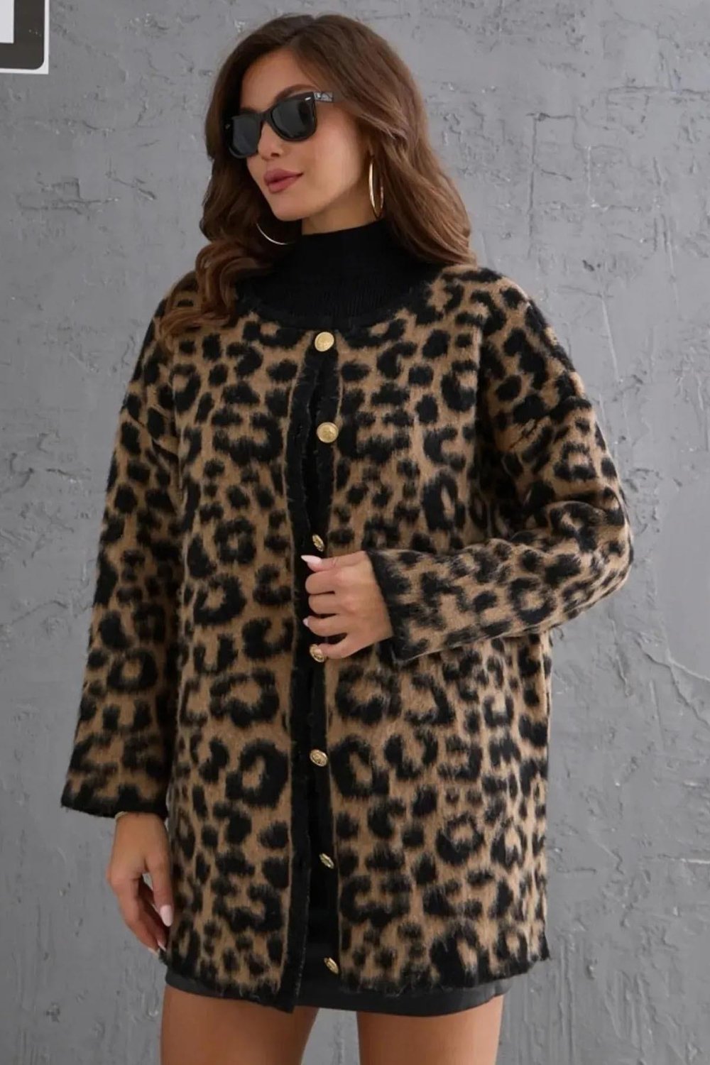 Kadın Leopar Desenli Hırka