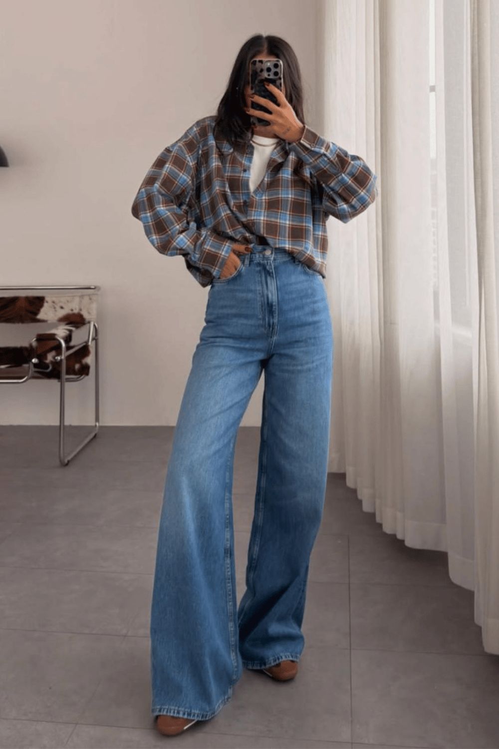Kadın Retro Jean Pantolon- Mavi