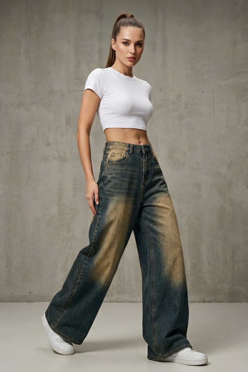 Kadın Retro Jean Pantolon- Yıkamalı