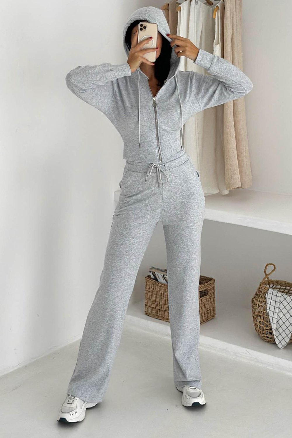 Kadın Selnik Kumaş Sweat Palazzo Takım