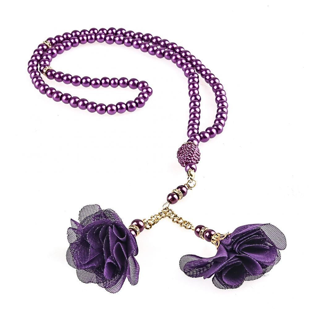 10 Adet İnci Tesbih Güllü Mor