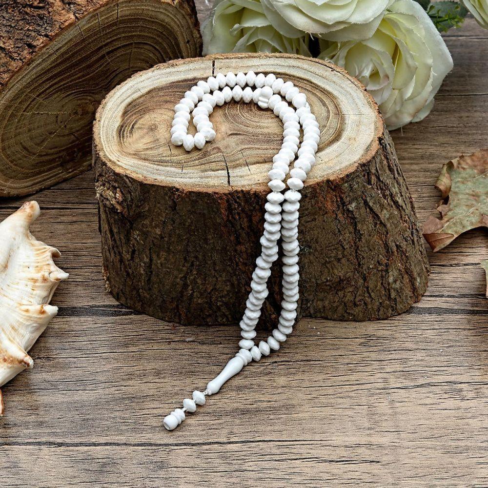 10 Adet Kristal İşlemeli Tesbih Beyaz Kutusuz - Kokulu