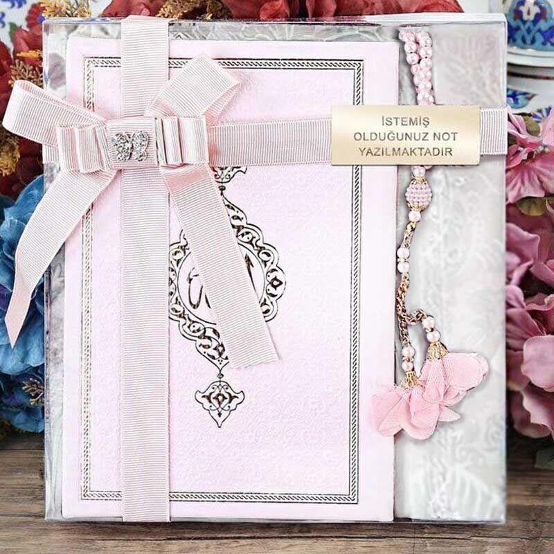 Anneler Günü Hediyesi Termo  Yasin Kitabı, Seccade, Güllü Tesbihli Set-Pembe