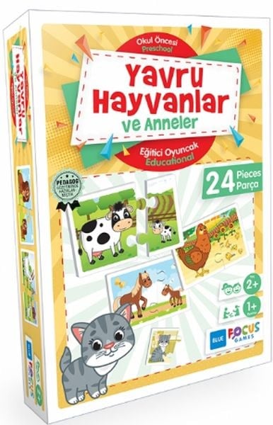 Blue Focus Yavru Hayvanlar ve Anneler - Eğitici Oyunlar 24 Parça