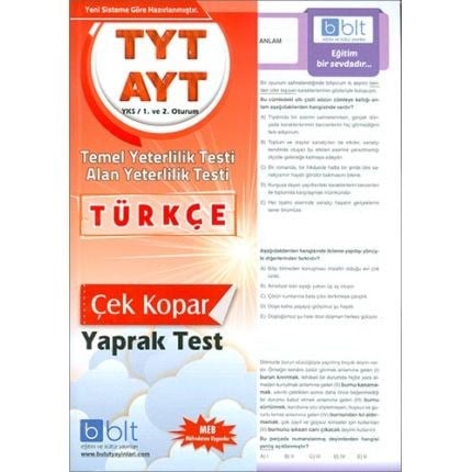 Bulut TYT AYT Türkçe Yaprak Test 1. ve 2. Oturum (Yeni)