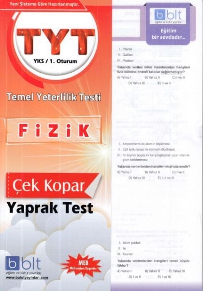 Bulut TYT Fizik Yaprak Test 1. Oturum  (Yeni)