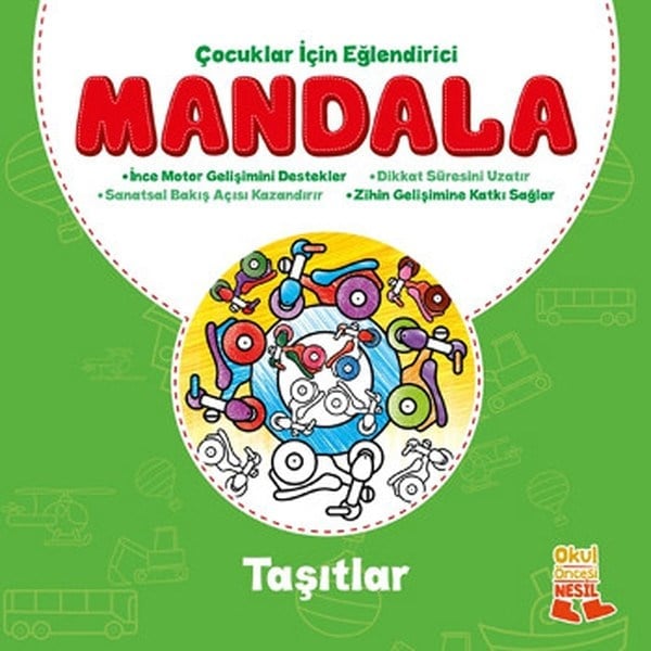 Çocuklar İçin Eğlendirici Mandala - Taşıtlar