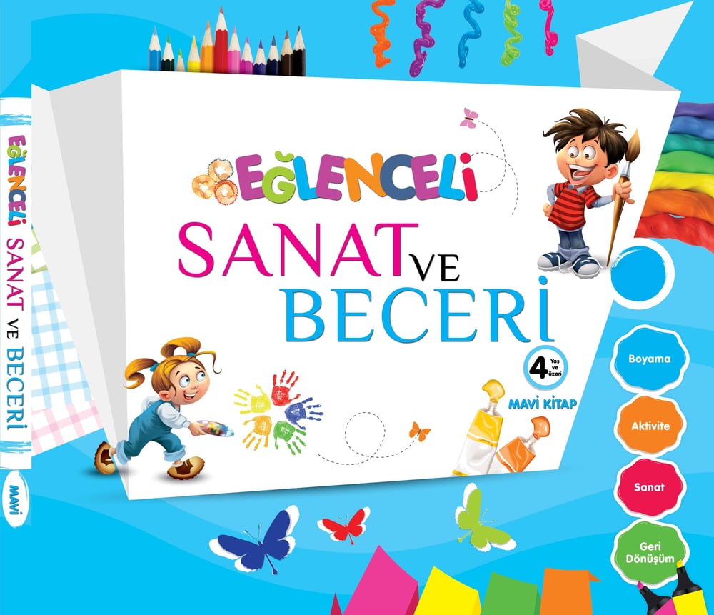 Eğlenceli Sanat ve Beceri - Mavi Kitap +4 Yaş