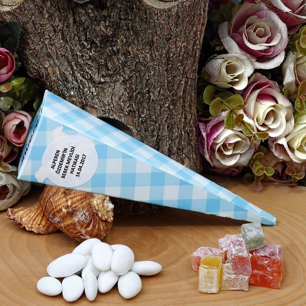 Erkek Bebek Mevlüt Şekeri Kuş Lokumlu Badem Şekerli (70-80gr) 15cm