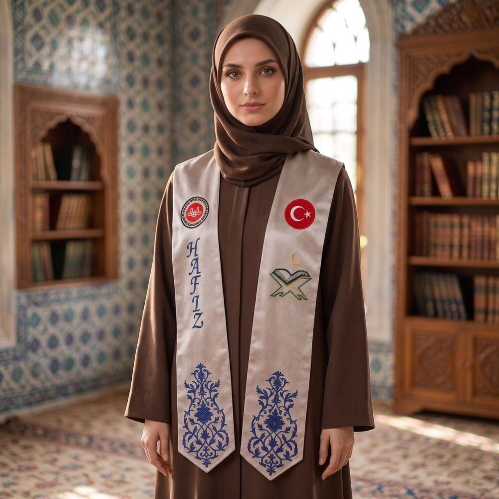 Hafızlık Mezuniyet Atkısı Rahle Logo Nakışlı