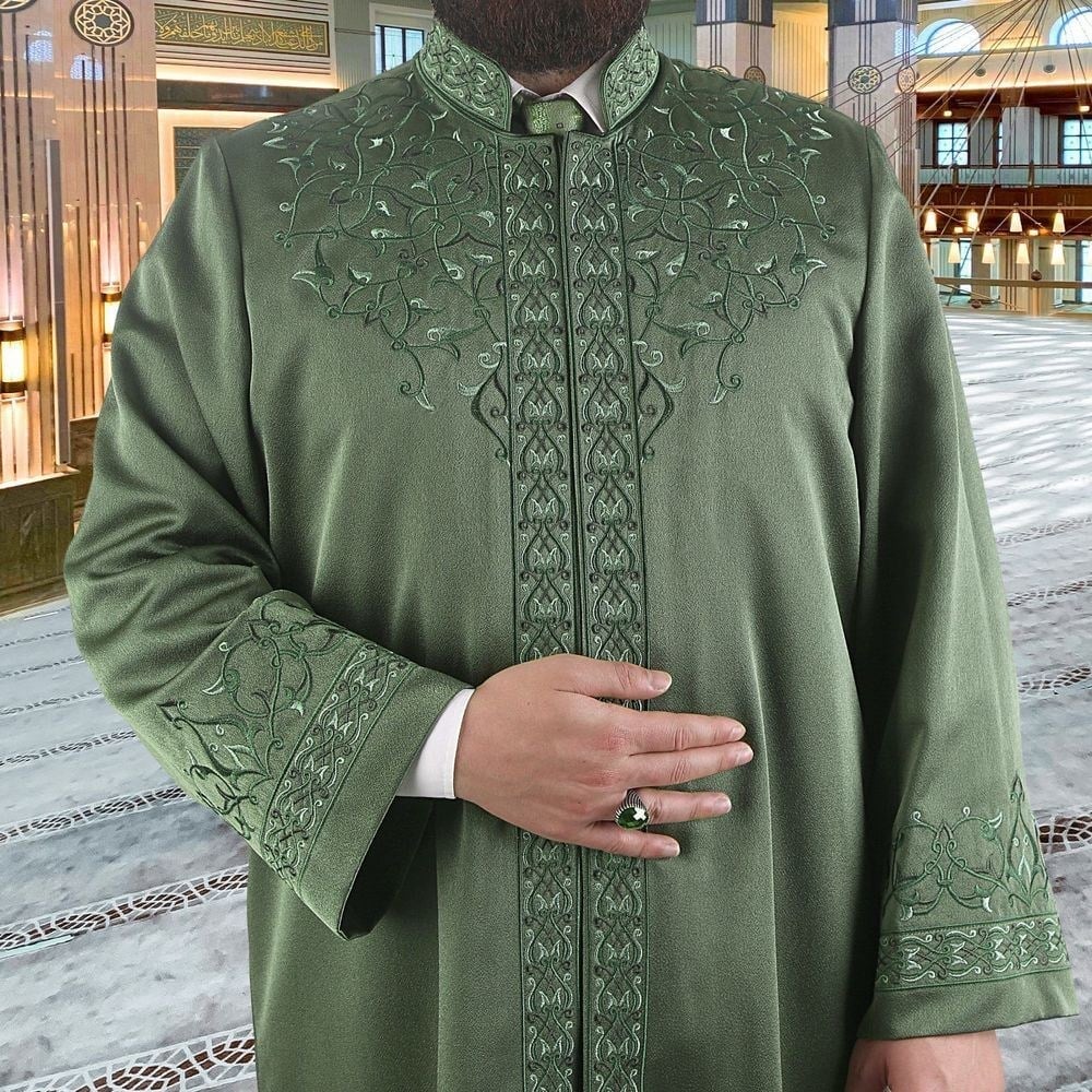 Lüks Dua İmam Cübbesi Haki Yeşil