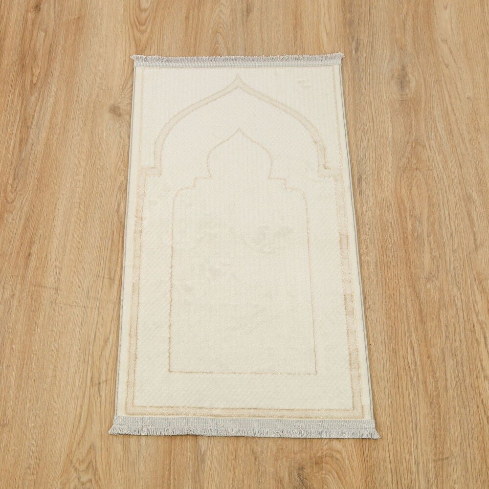 Lüks Kadife Elit Coçuk Seccade- Krem( 40*82 cm)