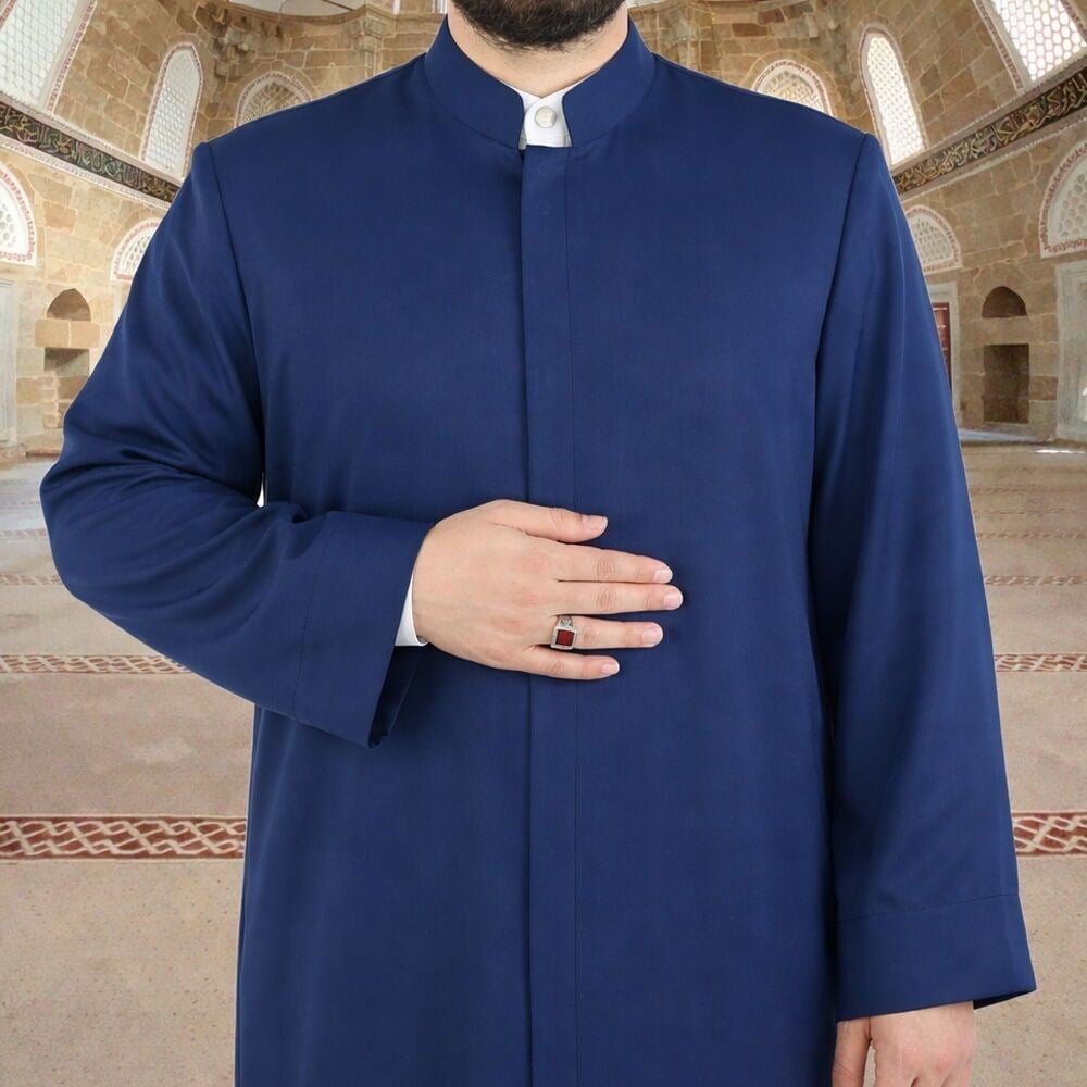 Mansur Namaz ve İmam Cübbesi Uzun Lacivert Enderun Model
