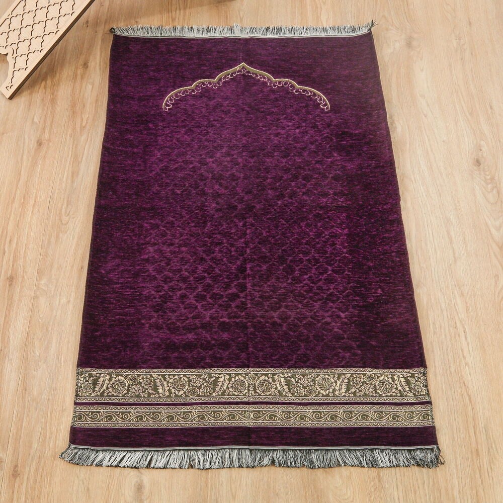 Osmanlı Sütunlu Şönil Seccade - Mor (75*115 cm)
