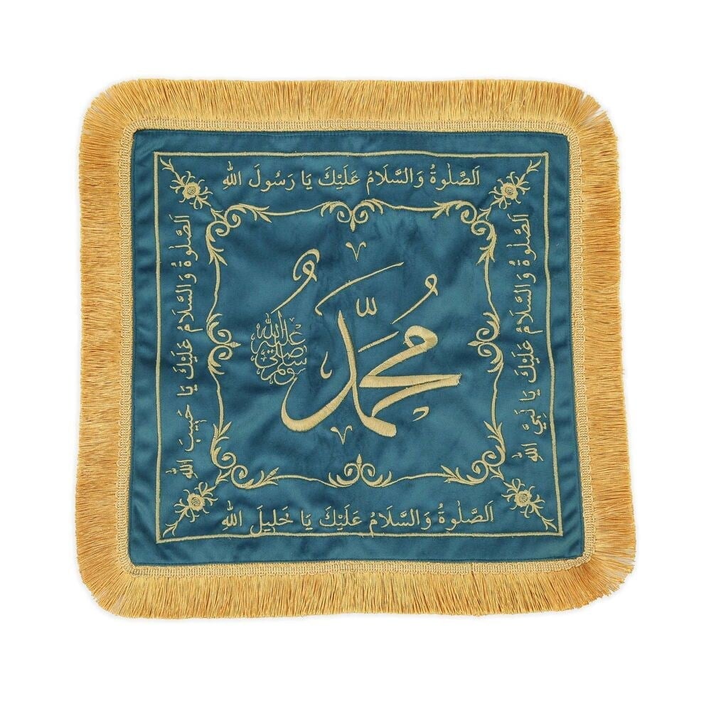 Sakal-ı Şerif  Örtüsü Puşide Mavi ( 36x36cm ) 145 gr